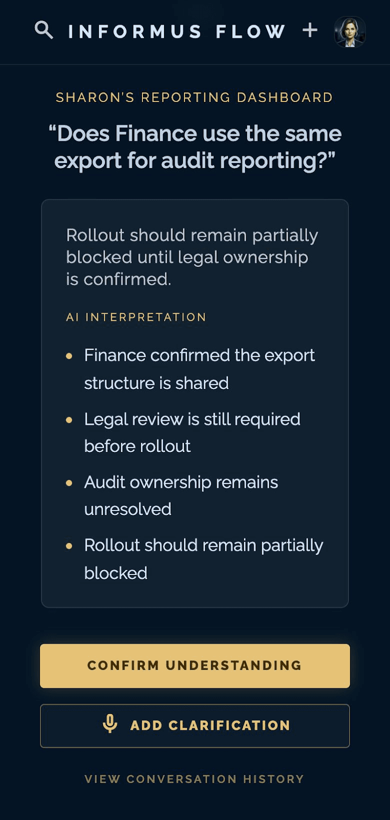 Informus Forge — AI interpretation screen